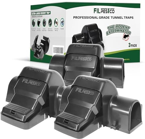 Filpestco 3 Stück Professionelle Grade Extra Große Tunnel Ratten Schnappfallen Mausefalle Wiederverwendbare Falle Heavy Duty für Innen und Außen Schädlingsbekämpfung Nagerlösungen