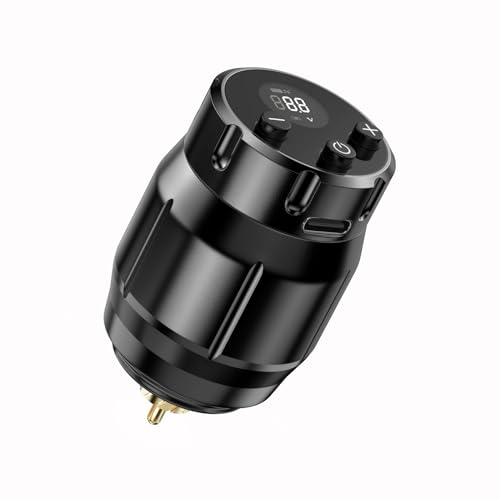 LIUMATE Tattoo Netzteil Kabelloses 1500mAh Wireless Tattoo Akku mit LED-Digitalanzeige, RCA Anschluss Tattoo Maschine Stift Akku Wiederaufladbare USB