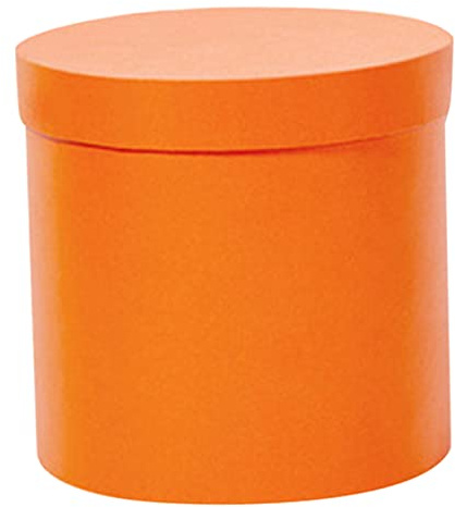 Kleiner Rund Blumenkübel aus Papier, Orange, Zylinderförmig | Geschenkbox mit Deckel, für Hochzeiten und Feiern, Kompakte Verpackung für Blumenarrangements