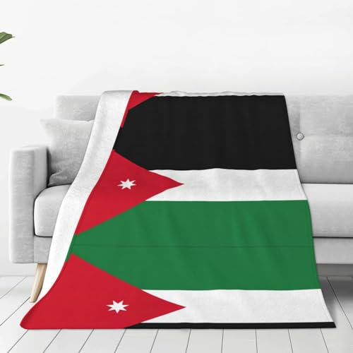 Fleece-Überwurfdecke, flauschige Überwurfdecke für Couch, Sofa, weich, warm, gemütlich, pelzig, dekorativ, jordanische Flagge