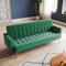ZANOFIRA 3 Seater Click Clack Sofa, Green Luxury Velvet Mid Century Modern Couches w/Square Armrest Comfy Small Sofas for Living Room, Bedroom, Apartment, Home Office