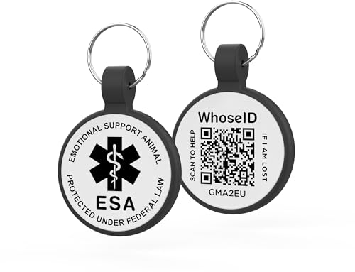 ESA Erkennungsmarke, QR-Code-Hundemarke, modifizierbares kostenloses Haustier-Online-Profil, scannbarer QR-Code, scannen Sie QR Senden Sie sofortige Standortalarm-E-Mail, Silikon, leichte ID-Tag für