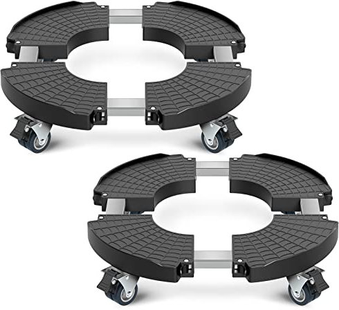 Yeabett Pflanzenroller, Blumentopf Untersetzer mit Rollen 38-56cm Verstellbar, 200 kg Tragkraft, Feststellbare BlumentopfräDer für GroßE PflanzgefäßE im Innen- und AußEnbereich, Schwarz, 2 Packung
