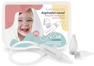 KabanaLabs Nasensauger für Babys + 4 weiche Einweg-Ersatzteile, mit saugfähigem Filter, zum Absaugen von Nasenschleim