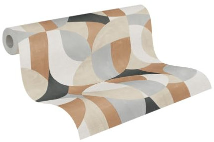 A.S. Création Vliestapete mit 3D Effekt - hochwertige Tapete Grafik 399321 in Weiß, Beige, Schwarz, Grau, Braun - Tapete Vlies 3D Optik - Made in Germany