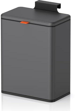Mbillion Küchenkomposteimer zum Aufhängen, Mülleimer mit Deckel, 6,4 l, Edelstahl-Mülleimer für Küchenschrank, Tür, montierter Mülleimer unter der Spüle, Tür, Wohnmobil, Badezimmer, gebürstetes