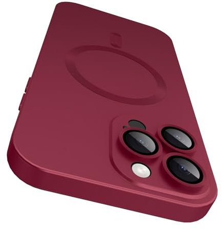 VCGFJD Magnetic for iPhone 14 Pro Max Case with Camera Lens Protector [Compatible with Magnetic], Matte Metallic Lustre Slim Soft TPU Bumper Shockproof Phone Case for iPhone 14 Pro Max 6.7 -Wine Red