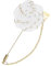 M METERXITY Broche Rose en Tissu avec Fleur de Rose et Feuille d'Or, Broche à Revers en Fleur de Rose pour Hommes, Accessoires de Mariage/Costume, Smoking, Corsage [Blanc Crème]