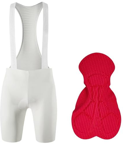 NJIEzhao Pantaloncini da ciclismo da uomo, con bretelle, pantaloncini da ciclismo con bretelle, imbottitura 3D, gamba senza cuciture, per l'estate (bianco-6h, taglia EU XXL)