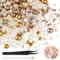 Flat Back Pearls and Rhinestones, 50g Rhinestones for Craft, Flat Back Pearl Beads, Pearls for Nails Clothing Shoes DIY Art Crafts Embellishment (White and Gold, Mixed Size)