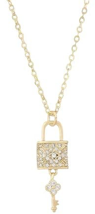 Girls accessories 925 Sterling Silver Shiny Zircon Crystal Lock Necklace For Women, Multi-layer Punk Metal Padlock Necklace - Lock And Key Necklace For Couples, Collars For Submissives, Heart Lock