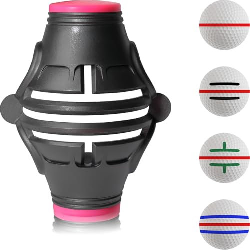 OlibaDu Golfball-Marker, 360°-Dreifach-Linien-Marker, Golfball-Marker-Werkzeug, Golfball-Marker-Schablone, Ausrichtungsballmarker, Golfzubehör (schwarz-rosa), 1 Stück
