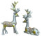 2er kleine Hirsche Silber H 11cm & 9,5cm Rentier Deko Weihnachten Weihnachtsdeko