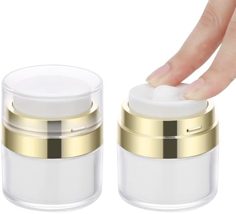 Segbeauty Pot Creme Vide, 2 Pièces 15g Distributeur à Pompe Airless, Pot Vide Cosmétiques, Bouteille de Crème de Voyage, Amovible et Lavable, pour Crème, Lotion