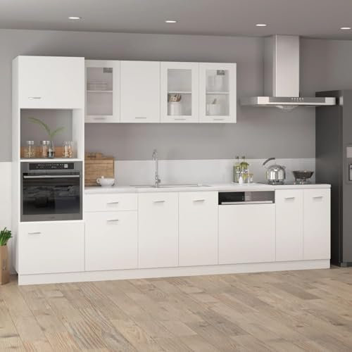 qohoio Armoire à Micro-Ondes Blanc 60x57x207 cm Aggloméré Meuble Four Et Micro Ondes,Olonne Four Encastrable