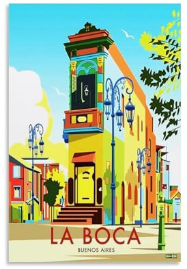 ouweri La Boca Buenos Aires Argentinien, Vintage-Reiseposter, ästhetischer Druck, Kunst, Wandgemälde, Leinwand, moderne Schlafzimmerdekoration, 20 x 30 cm