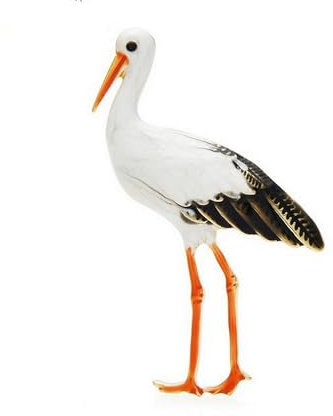Brosche Schmuck Vogel Elsässer Storch aus Edelstahl, 5,5 x 4 cm, Edelstahl