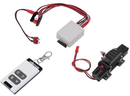 Drfeify RC Car Winch, Aluminum Alloy Dual Motors Winch with Remote Control for 1/8 1/10 RC Crawler Cars