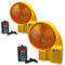 UvV UVWARN Sparset 2 x Baustellenleuchte, Warnleuchte gelb - LED, inkl. Batterien - das Set für Ihre Baustelle, Baustellenabsicherung (Gelb einseitig)