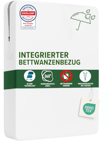 Dreamway Matratzenbezug Komplettschutz 90x200 cm - Anti-Bettwanzen | Mit Reißverschluss für Allergiker - Wasserdicht und Atmungsaktiv gegen Milben - Bi-Ome und Oeko-Tex