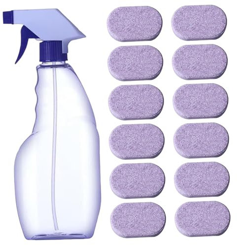 Bottle Cleaning Tablets, 500ml Cleaning Spray with 12PCS Concentrated All Purpose Cleaenr Refill, Multipurpose Cleaner Spray for Instant Stain Removal Bottle Tablets