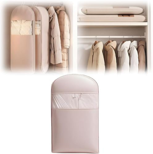 Borsa salvaspazio da appendere, con cerniera autocompressiva, organizer salvaspazio per cappotti in piuma, sacchetti sottovuoto (rosa, M)
