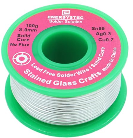 Fil à souder 3 mm pour vitrail sans plomb, noyau solide pour travaux manuels sur verre, noyau sans flux, fil à souder sans plomb, Sn99 Ag0,3 Cu0,7, diamètre de soudure 0,12, calibre épais RoHS