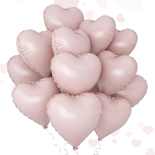 Palloncini in foil a forma di cuore rosa chiaro da 18 pollici, confezione da 12 palloncini a forma di cuore di lusso con cuori pastello, decorazioni di alta qualità per feste