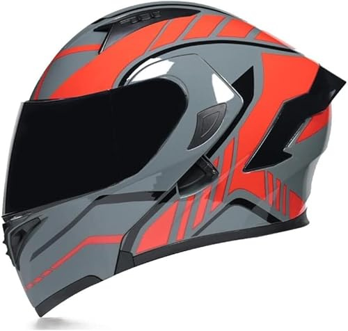 CUCKQUIC Modularer Motorradhelm, Integrierte Öffnung, Sonnenblende, Helme, Doppelvisier, DOT/ECE-Zulassung, für Männer, Frauen, Roller, Erwachsene Q,XXL=63-64cm