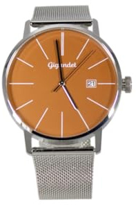 Gigandet Armbanduhr Quarz Herren Edelstahl Silber Cognac Datum G42-022