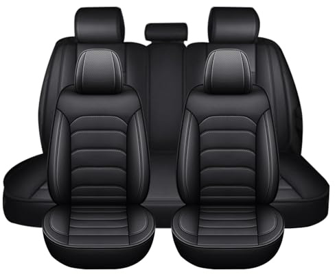 Gaoxianglin Sitzbezüge Auto Universal Set für Suzuki Jimny,5 Sitze Autoschonbezug Autositzzubehör Autositzschoner Leder Patchwork Atmungsaktiv Wasserdicht(Black)