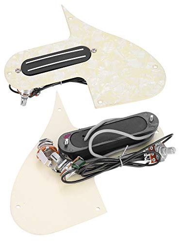 Drfeify Mandolin Pickguard, Wired Dual Rail Prewired Pickguard with A500K B500K Potentiometer, Perfect for Mandolin Players Seeking Warm Sound (Yellow Pearl)