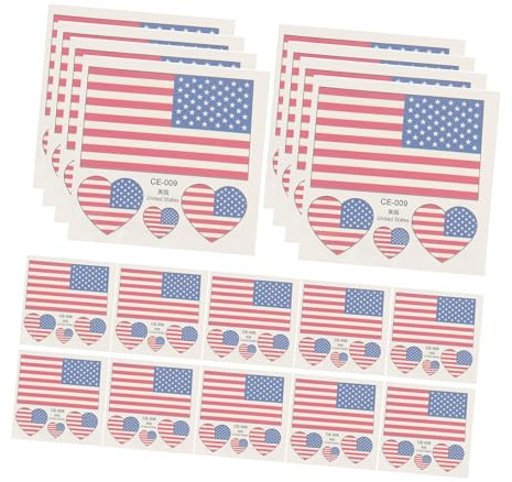 CLISPEED 25pcs Waterproof American Flag Face Stickers Removable Plastic Decals for Independence Day Party Decorations on Windows and Doors