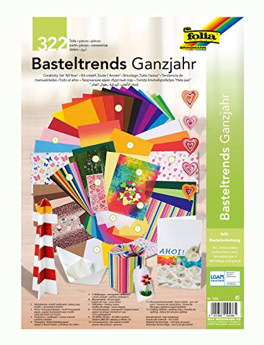 folia 946 - Basteltrends Ganzjahr, 322 Teile - Kreativset für Kinder und Erwachsene mit verschiedenen Trendmaterialien