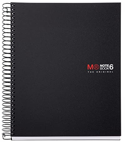 Miquelrius - A5 liniertes Notizbuch 7 mm, 150 Blatt mit 6 Farbbändern, extraopakes 70 g/m² Papier, robuste Polypropylenumschläge mit 2 Lochungen, Notebook The Originals, Schwarz