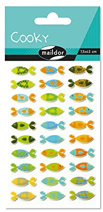 Maildor CY013O Packung mit Stickers Cooky 3D (1 Bogen, 7,5 x 12 cm, ideal zum Dekorieren, Sammeln oder Verschenken, Fisch) 1 Pack