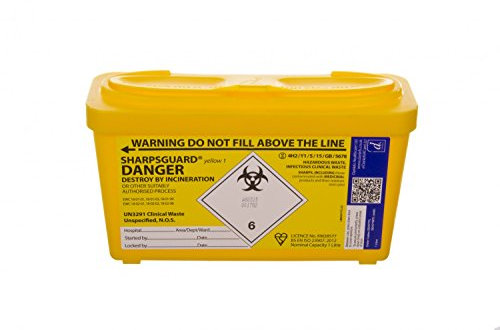 Daniel Sharps Bins DNDD477YL Sharps Bin 1L - Yellow Lid