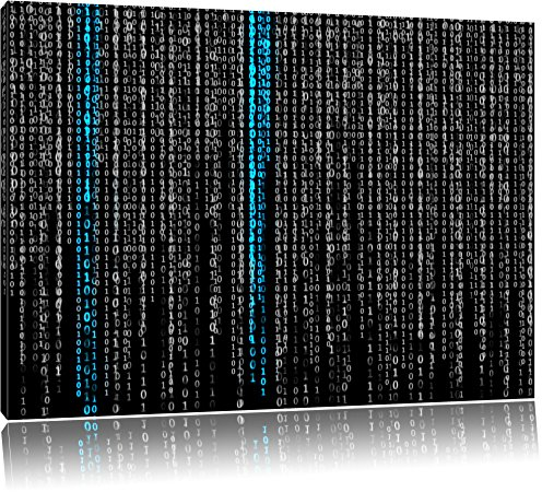 Pixxprint Matrix Zahlen B&W, Größe: 80x60cm, Leinwandbild, fertig gespannt, Wandbild, Dekoration, Kunstdruck, kein Poster