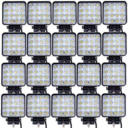 Greenmigo 20x 48W LED Scheinwerfer Offroad Lampe Flood Arbeitsscheinwerfer 12V 24V Zusatzscheinwerfer Rückfahrscheinwerfer für Traktor Bagger SUV Wasserdicht IP67