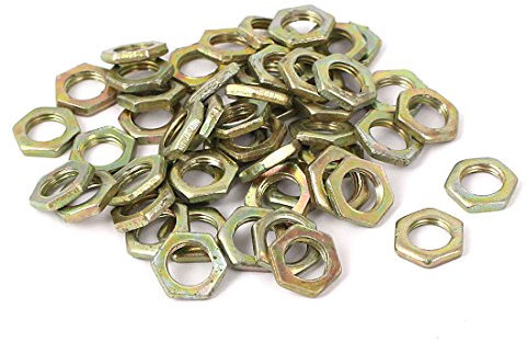 sourcing map M7x 0,75x 2mm Carbon Sechskantmuttern aus Stahl Verschluss 50 Stück für Schrauben