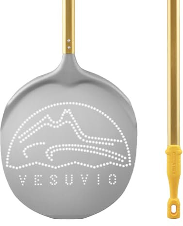 Pala rotonda Vesuvio ø 33 cm, lega alluminio forata, h. 90 cm.