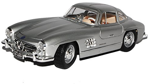 Bburago Mercedes-Benz 300SL Coupe Silber W198 1954-1963 Flügeltürer 18-12047 1/18 Modell Auto mit individiuellem Wunschkennzeichen