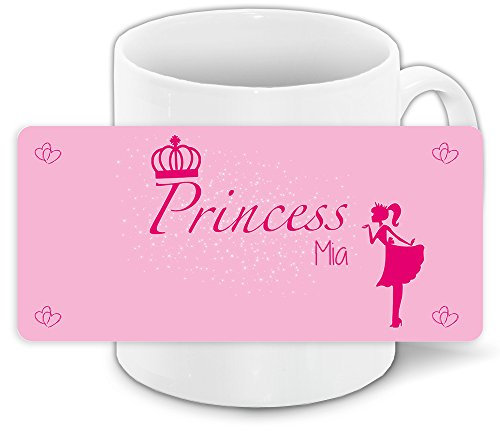 Tasse mit Namen Mia und schönem Prinzessin-Motiv für Mädchen - Tasse für Kinder Keramiktasse