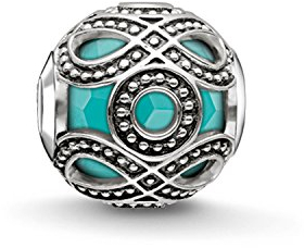 Thomas Sabo Damen-Bead Ethno Karma Beads 925 Sterling Silber geschwärzt imitierter Türkis K0209-878-17