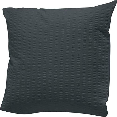 Erwin Müller Kissenbezug, Kuschelkissenbezug, Kissenhülle Seersucker Uni Serie Rosenheim anthrazit Größe 40x40 cm - pflegeleicht, bügelfrei, mit Reißverschluss