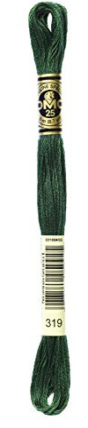 DMC 117-319 Mouline Cotton Embroidery Floss 6 Strands Dark Pistachio Green 8m