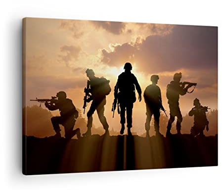 Bilder auf Leinwand Armee Waffen Sonne Militär Leinwandbild 70x50cm Wandbilder Dekoration Wohnzimmer Schlafzimmer Küche Deko Klein Wanddeko Bild Wand Kunstdruck Art Wall Decor Canvas AA70x50-2962