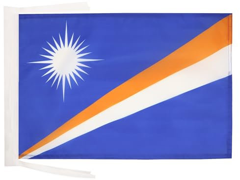 AZ FLAG - Drapeau Iles Marshall - 45x30 cm - Pavillon Marshallais 100% Polyester Avec Deux Cordelettes - 20g