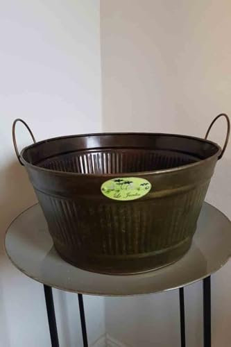 KUHEIGA Pflanzwanne Breite: 47cm, Farbe: Antik - Messing, Metallwanne Pflanzschale