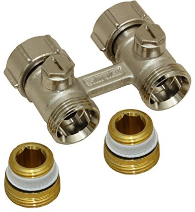Simplex Zweirohr Hahnblock D1/50 Exclusiv, Durchgangsform, absperrbar, mit 1/2 IG F10010